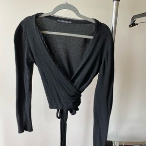 ZARA KNIT WRAP CROPPED SWEATER TOP